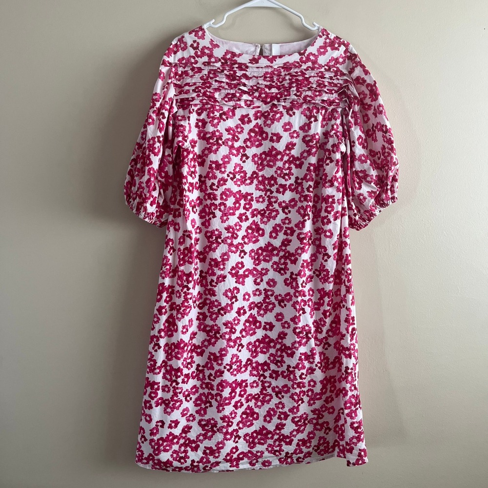 Merlette Pink Floral Pintuck‎ Puff Sleeve Mini Dress Cottagecore Size S Coquette